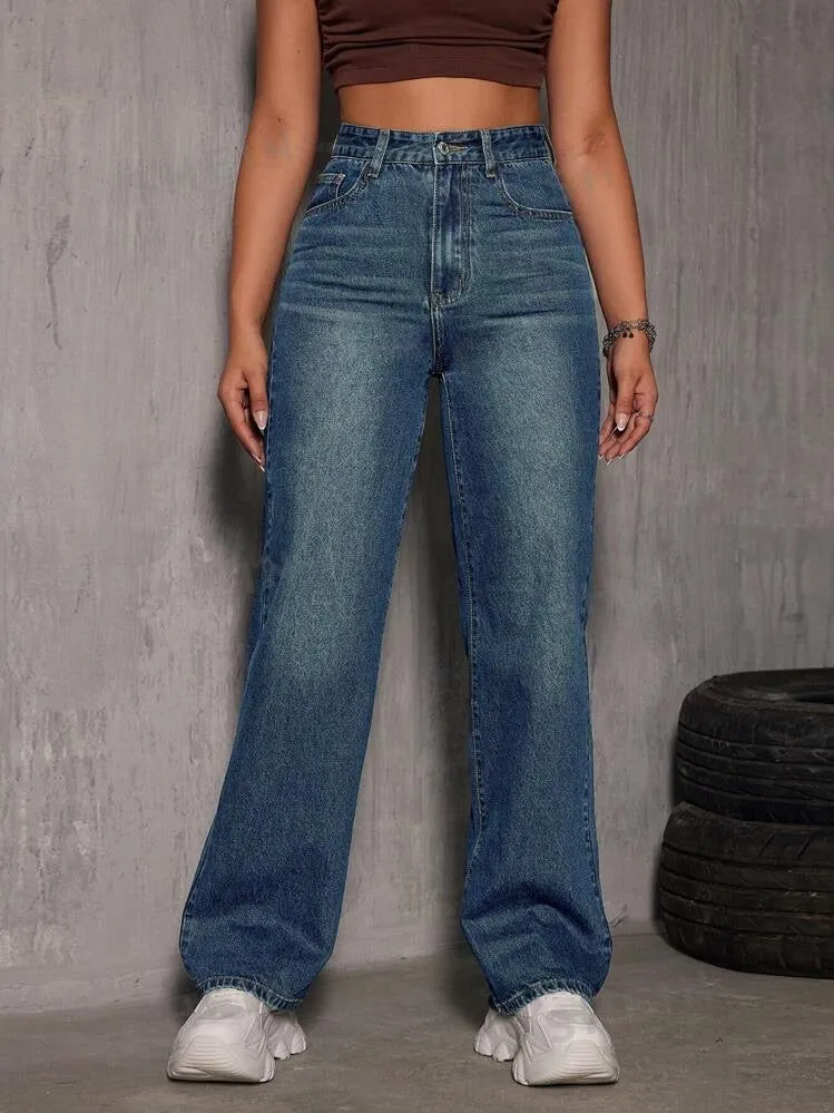 01 Vintage Highwaist straight fit Jeans tint blue