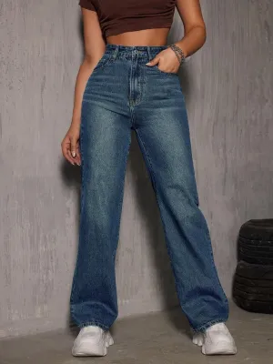 01 Vintage Highwaist straight fit Jeans tint blue