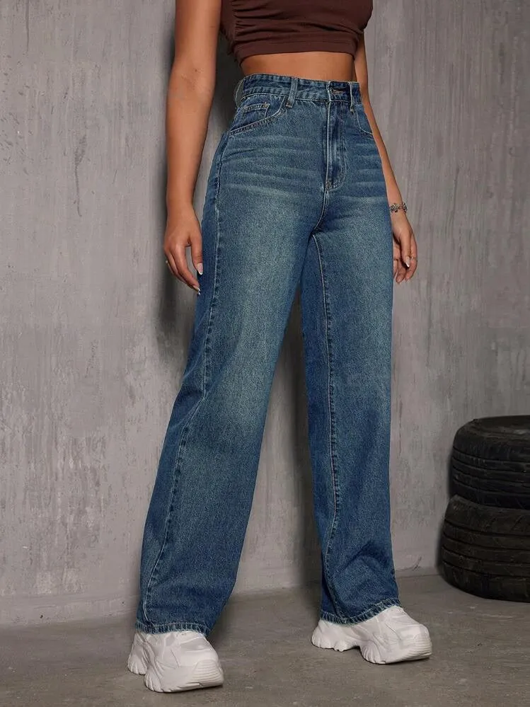 01 Vintage Highwaist straight fit Jeans tint blue