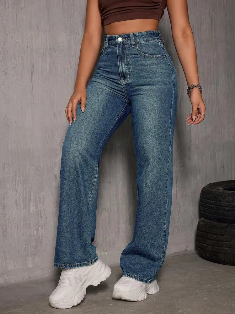 01 Vintage Highwaist straight fit Jeans tint blue