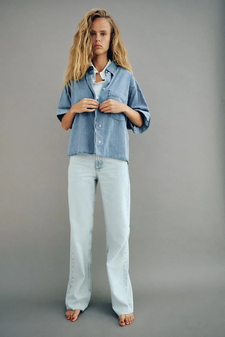 01 ZR Highwaist straightfit jeans ice blue