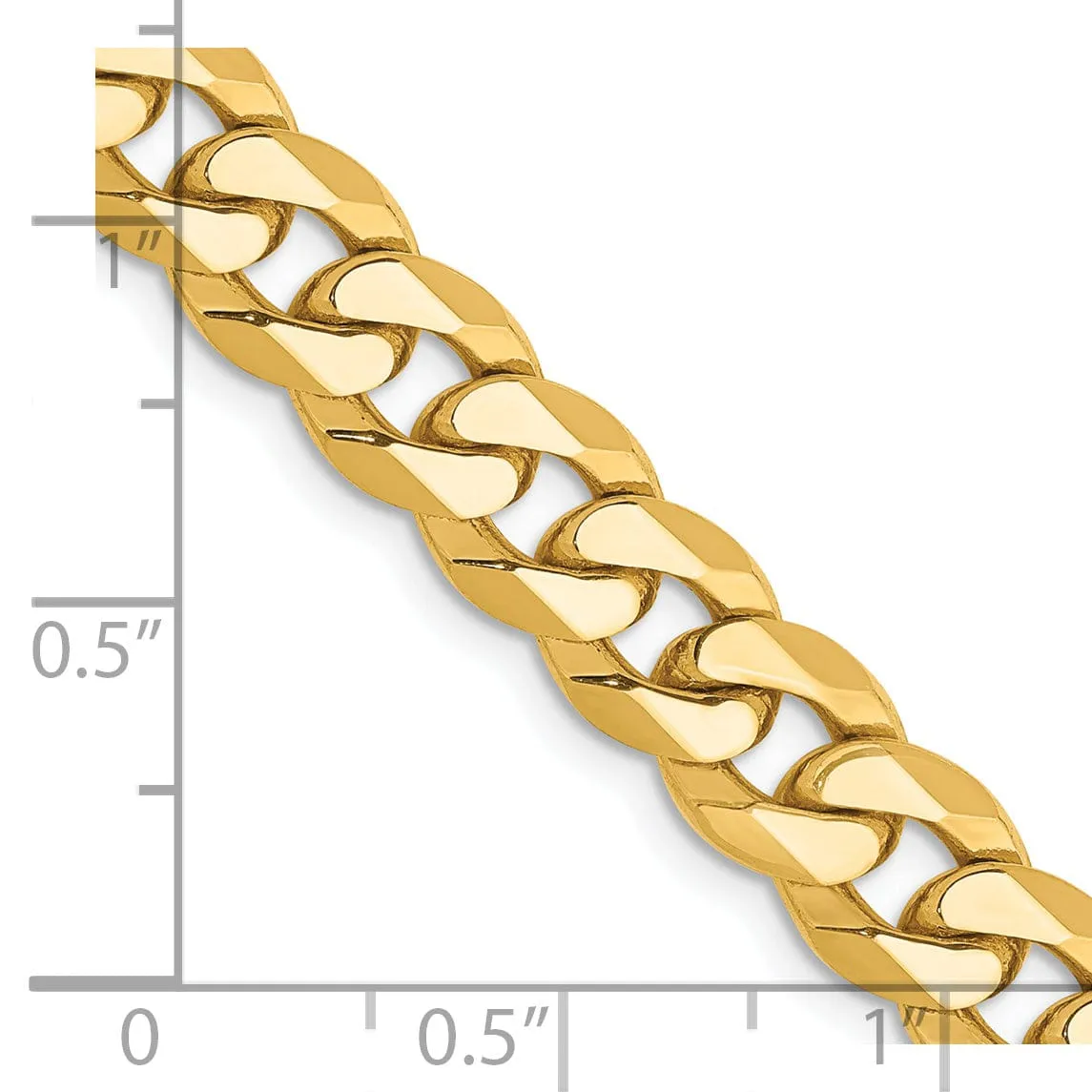 14k Yellow Gold 8.00mm Flat Beveled Curb Chain