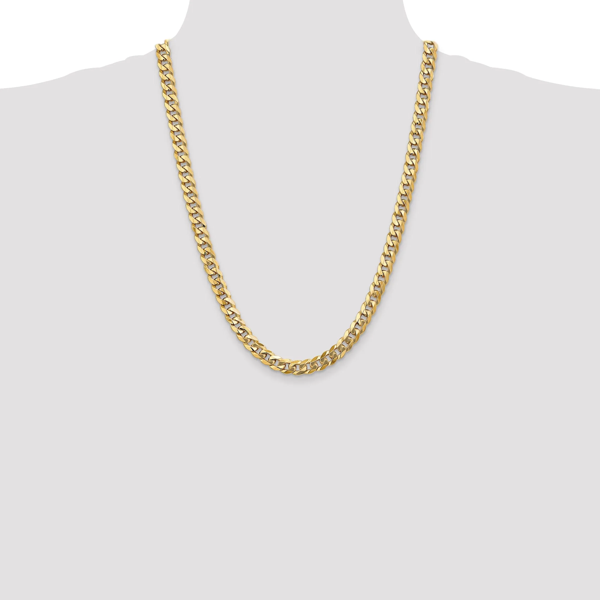 14k Yellow Gold 8.00mm Flat Beveled Curb Chain