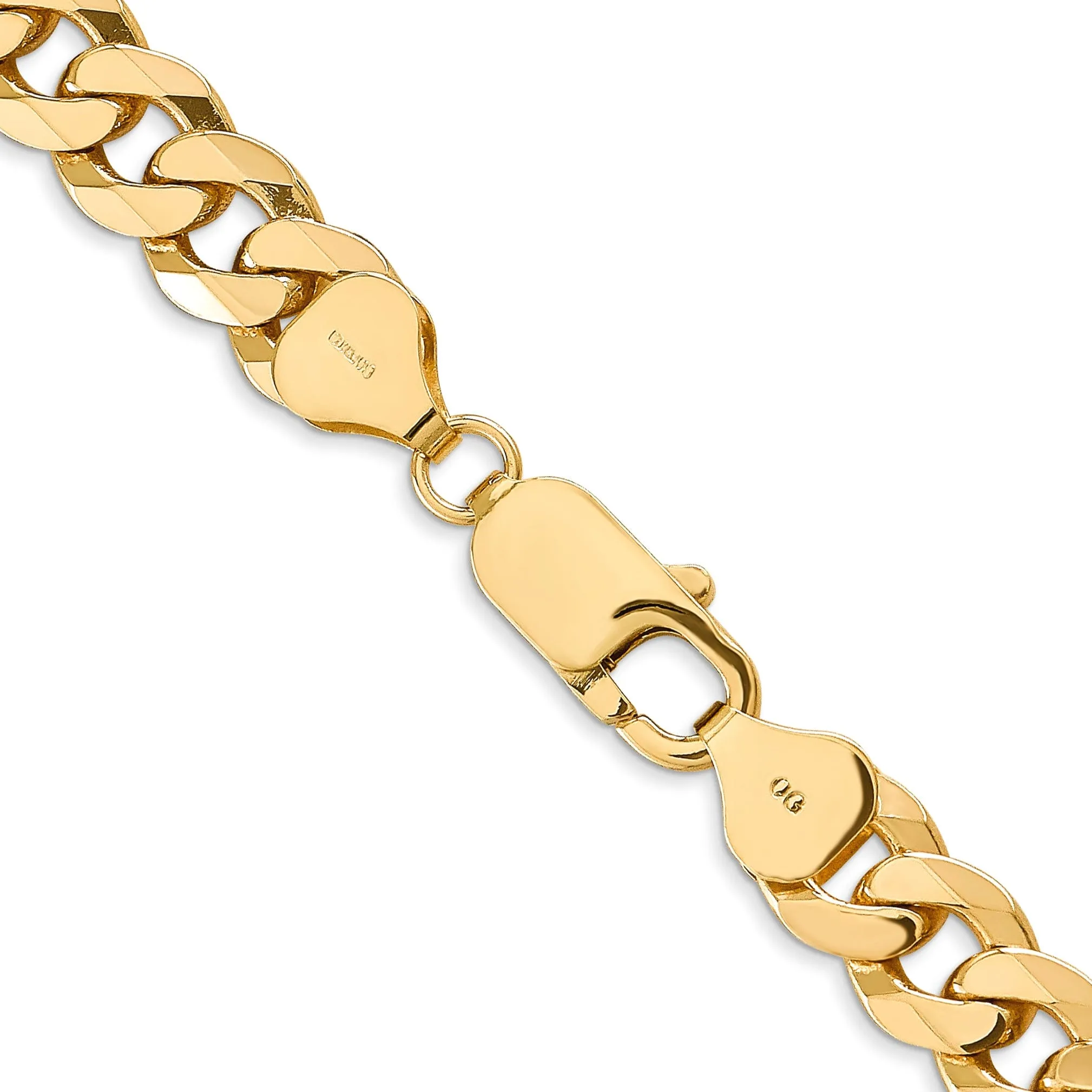 14k Yellow Gold 8.00mm Flat Beveled Curb Chain