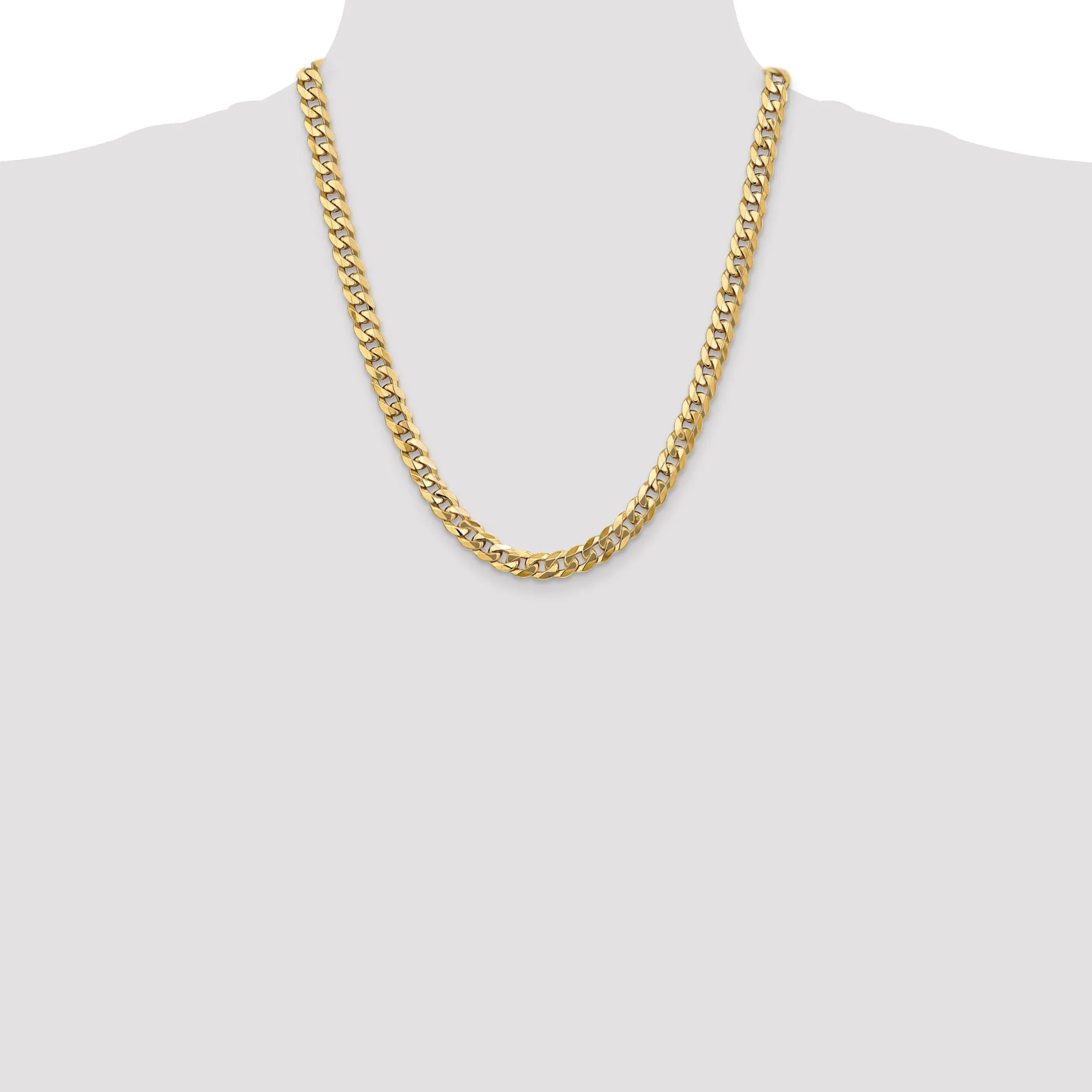 14k Yellow Gold 8.00mm Flat Beveled Curb Chain