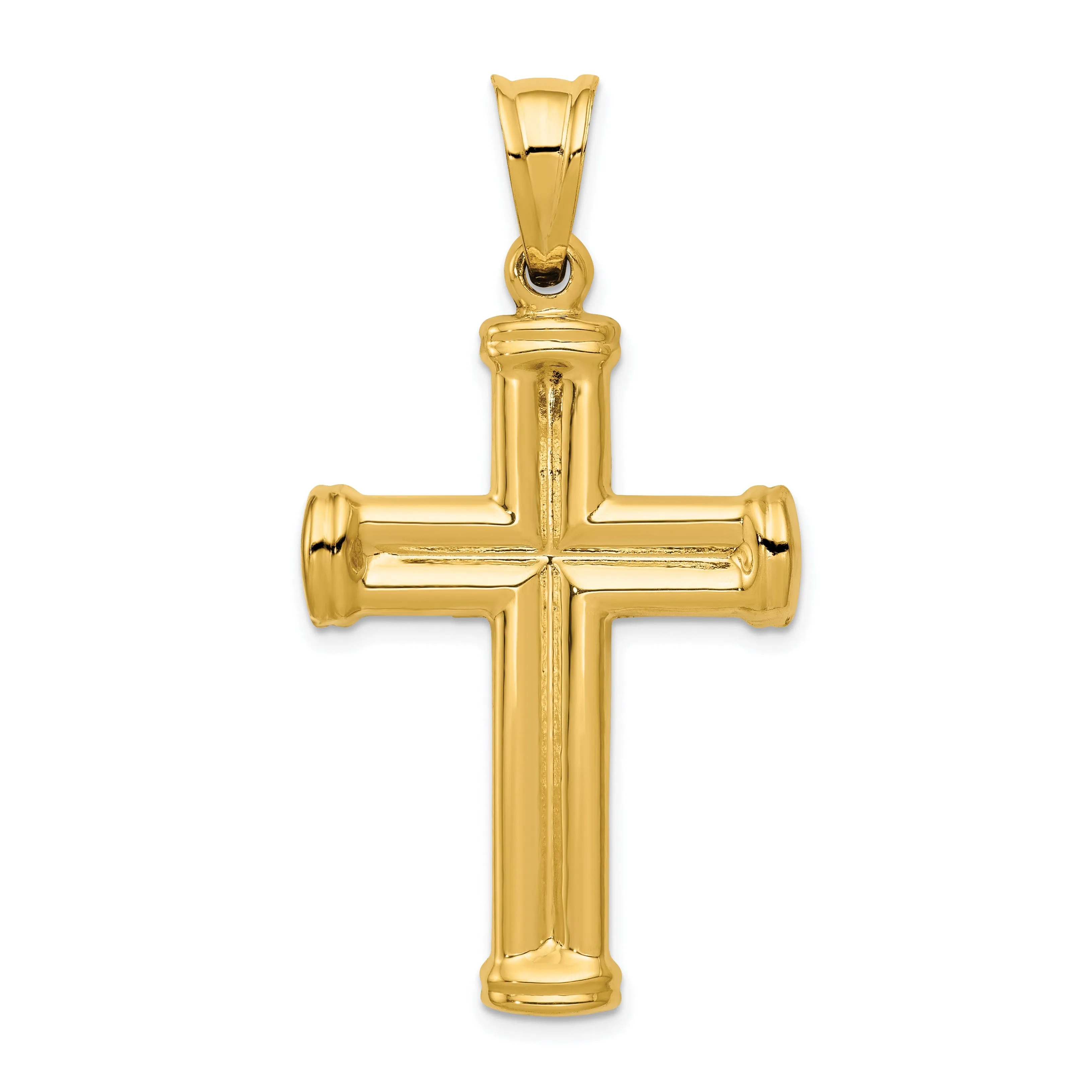 14k Yellow Gold Hollow Cross Pendant