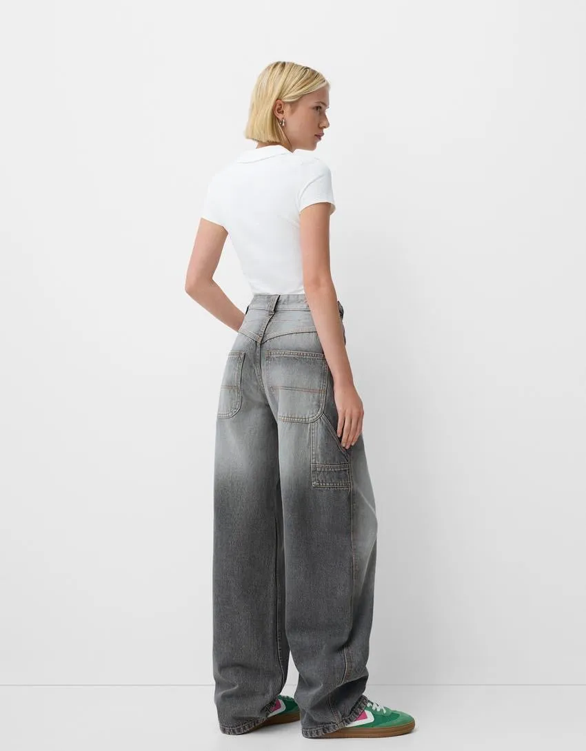 2024 unisex baggy carpenter jeans grey