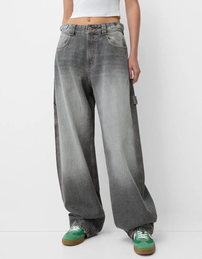 2024 unisex baggy carpenter jeans grey