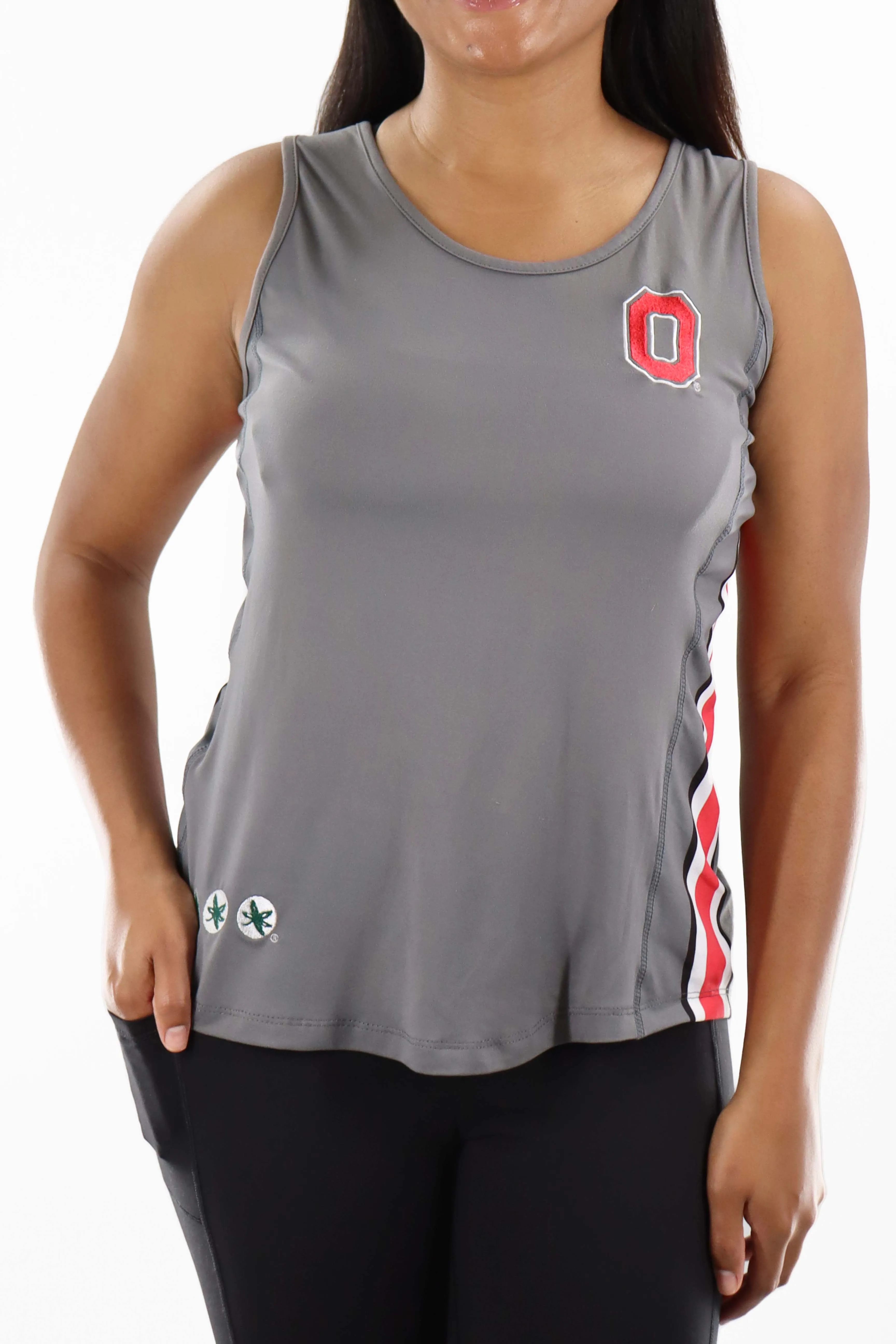 2407 - Ohio State University Womens Open Back Tank - Grey