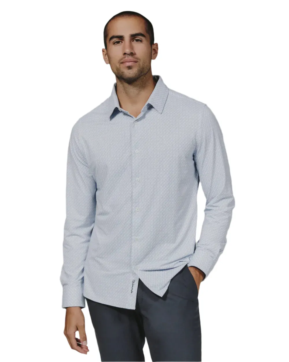 7 Diamonds Mens Pesaro Long Sleeve Shirt Light Blue