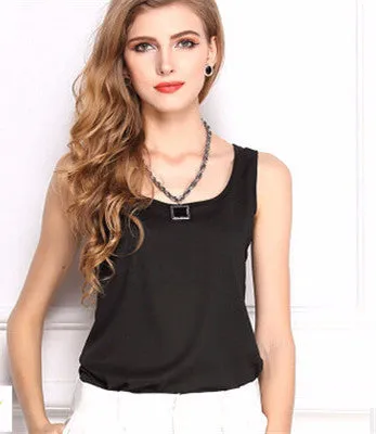 7 Size Women Clothing Fashion Chiffon Tank Tops Vest Shirts Solid Candy Color Chiffon Loose Top Shirt