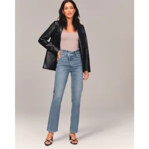 Abercrombie &amp; Fitch Curve Love The ‘90s Straight Ultra High Rise Cross Over Jean