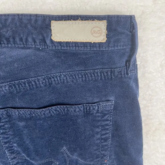 AG Jeans x Anthropologie Jeans 31P Petite Stevie Ankle Velvet Velour Pant Blue