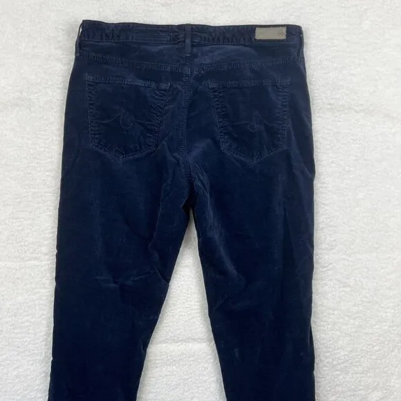 AG Jeans x Anthropologie Jeans 31P Petite Stevie Ankle Velvet Velour Pant Blue