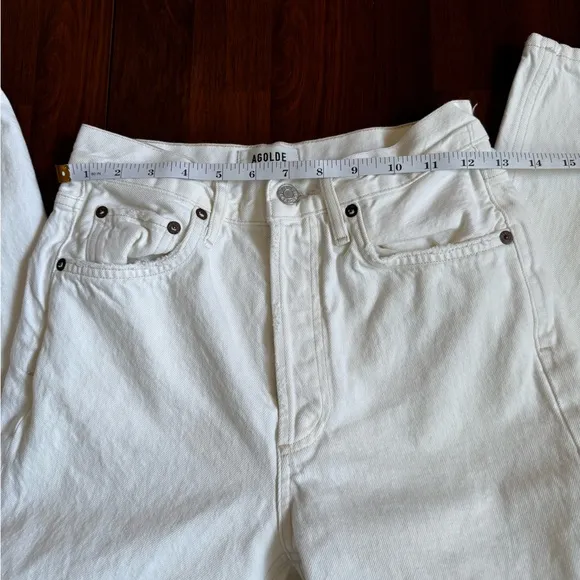 Agolde Riley White Distressed Button Fly Jeans Size 25