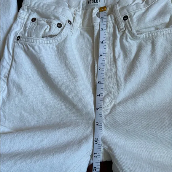 Agolde Riley White Distressed Button Fly Jeans Size 25