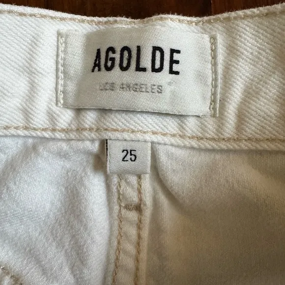 Agolde Riley White Distressed Button Fly Jeans Size 25