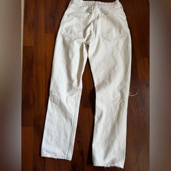 Agolde Riley White Distressed Button Fly Jeans Size 25
