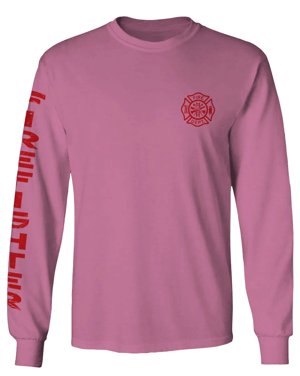 America Support Thin Red Line Fonts Firefighter Seal mens Long sleeve t shirt