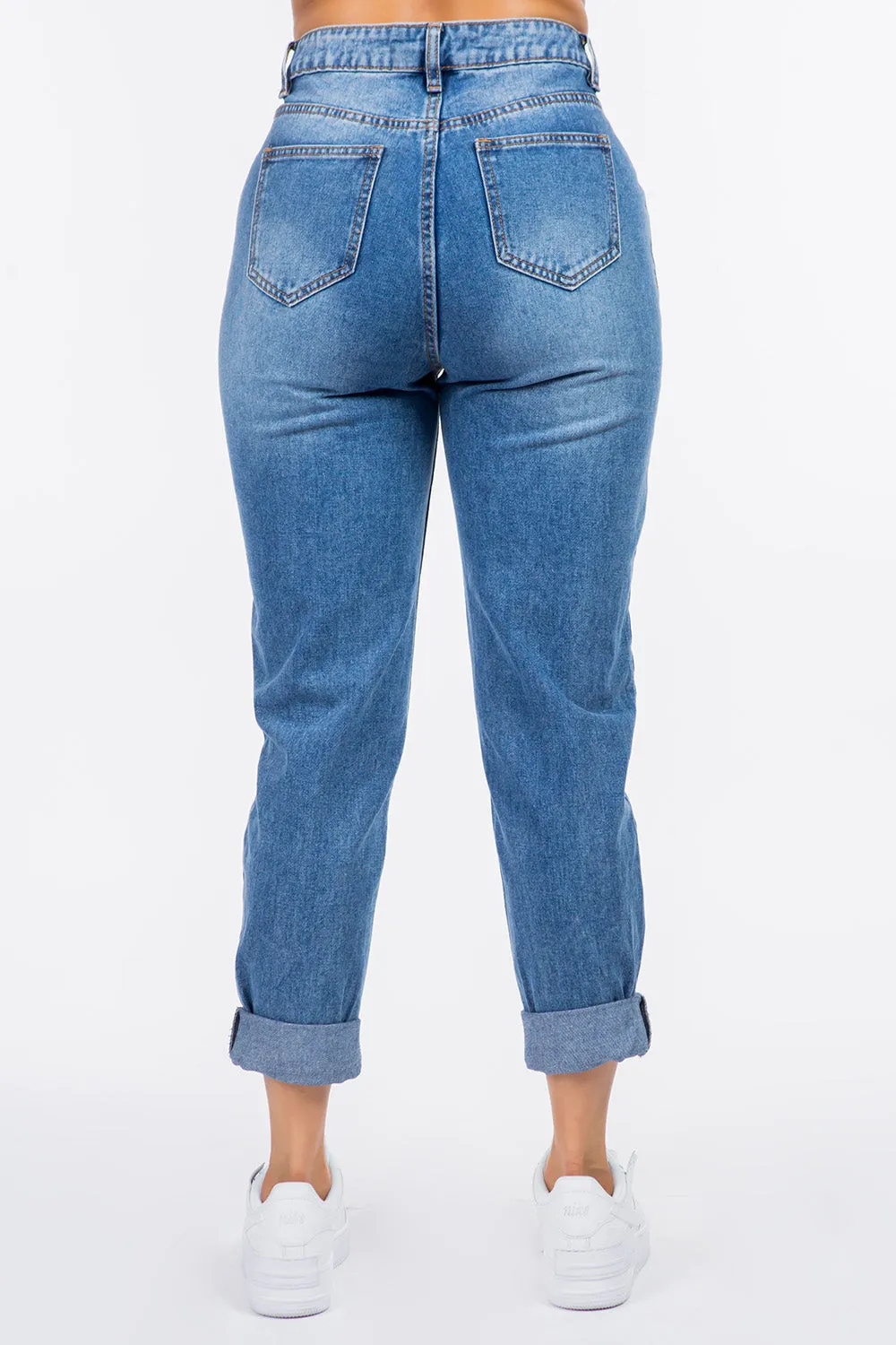 American Bazi Pleated High-Waist Jeans