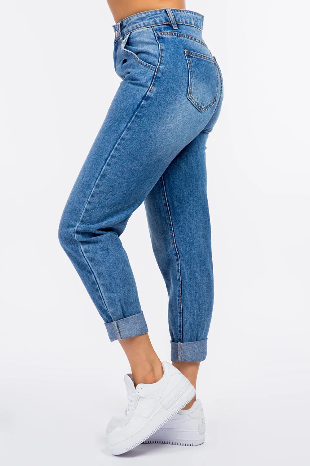 American Bazi Pleated High-Waist Jeans
