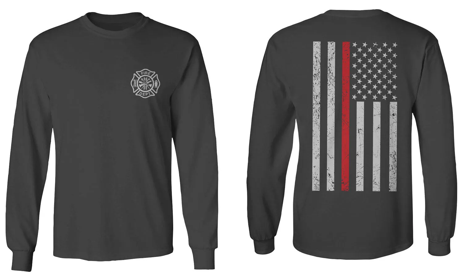 American Flag Thin Red Line Firefighter Support Seal mens Long sleeve t shirt