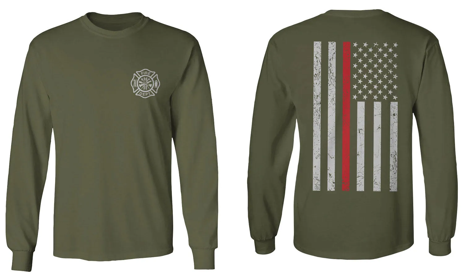 American Flag Thin Red Line Firefighter Support Seal mens Long sleeve t shirt