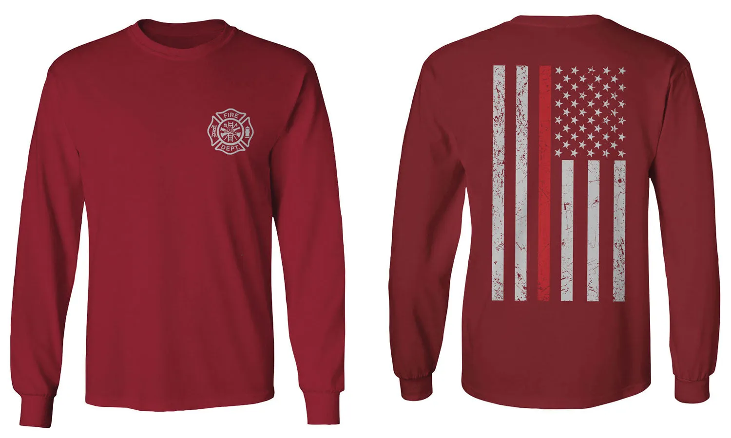 American Flag Thin Red Line Firefighter Support Seal mens Long sleeve t shirt