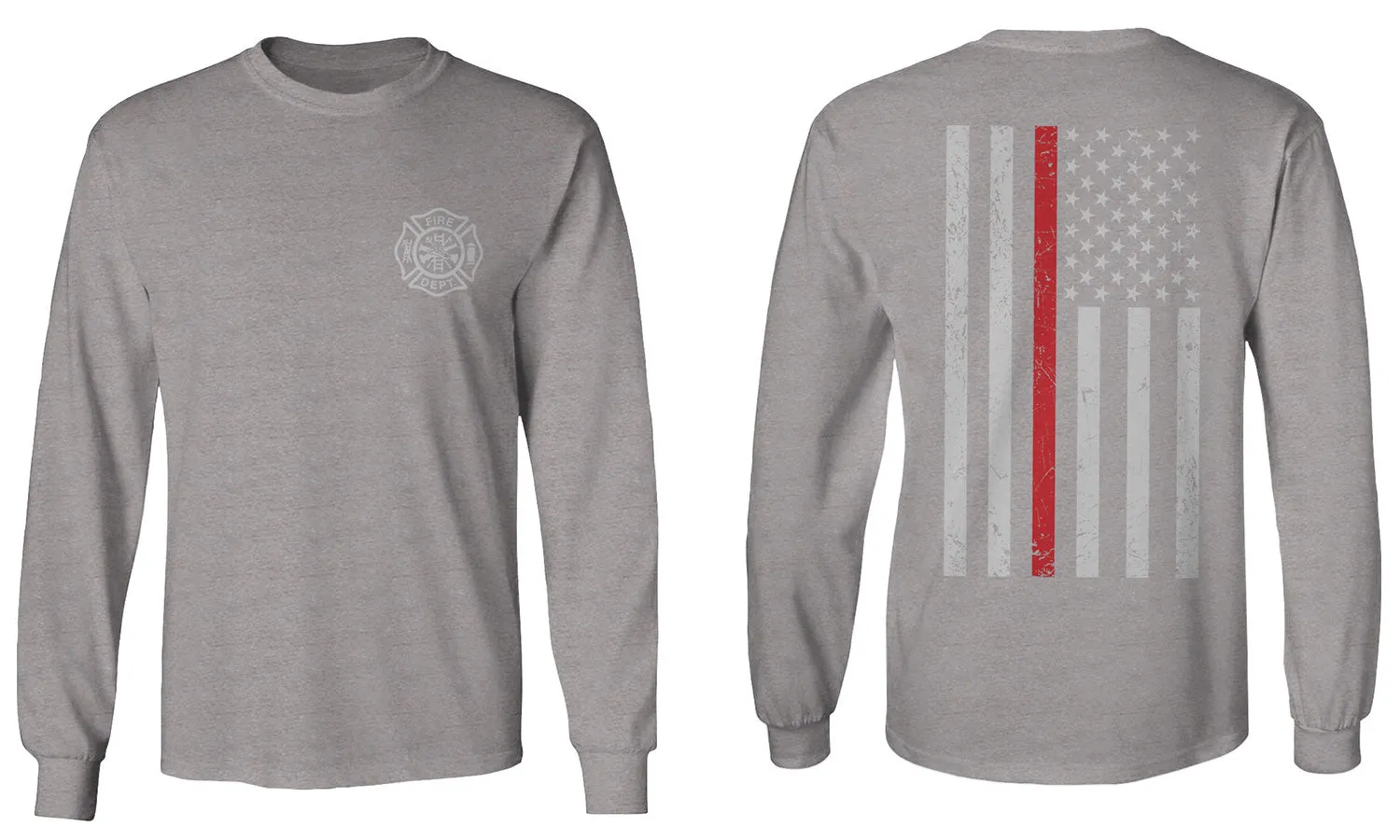 American Flag Thin Red Line Firefighter Support Seal mens Long sleeve t shirt
