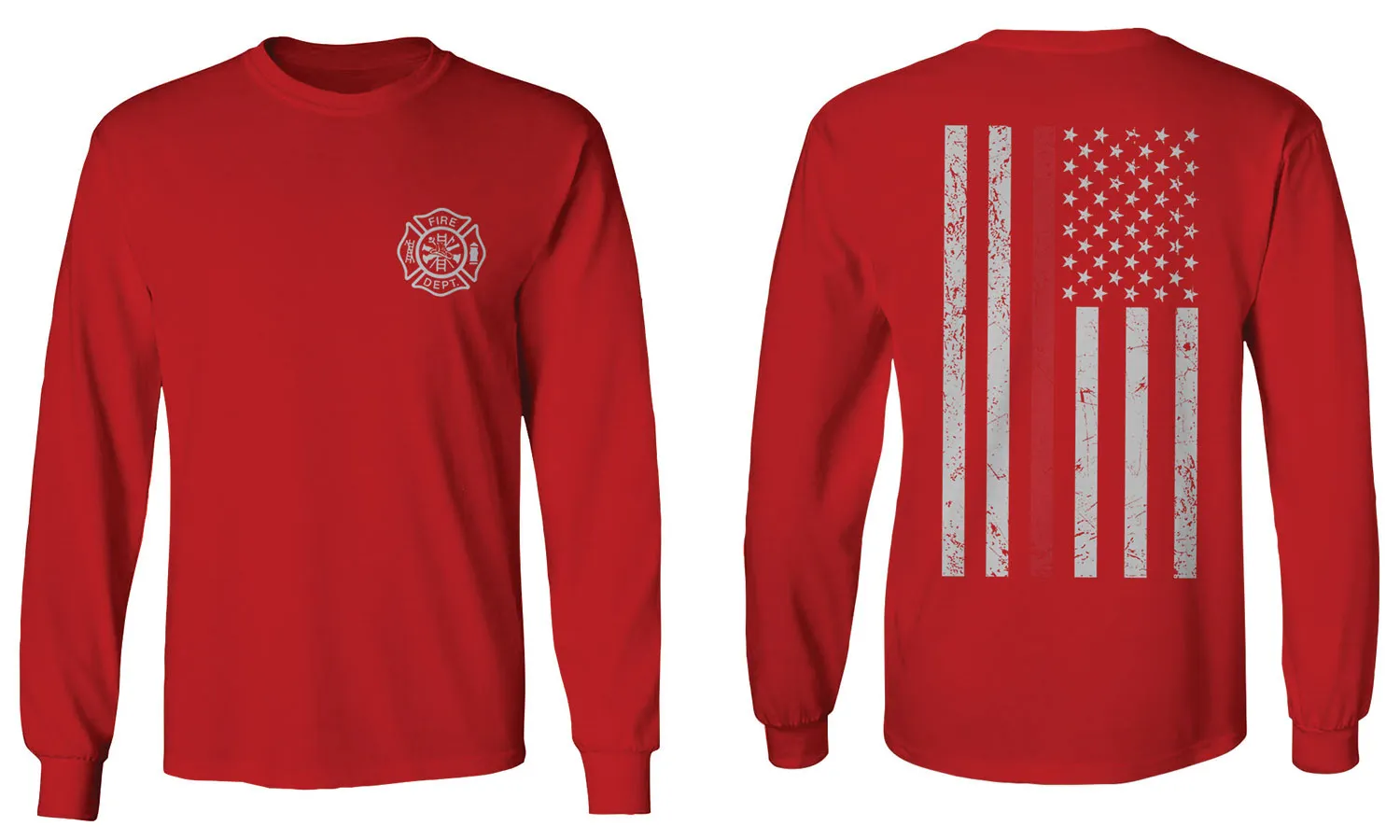 American Flag Thin Red Line Firefighter Support Seal mens Long sleeve t shirt