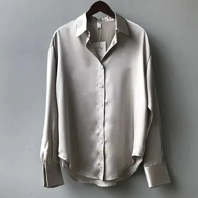 Amily | Casual Loose Satin Blouse