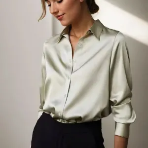 Amily | Casual Loose Satin Blouse
