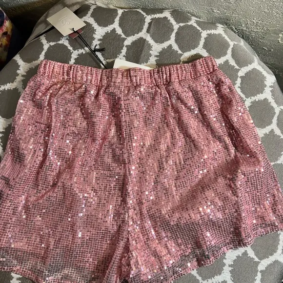 Andree Pink High Waist Sequin Shorts