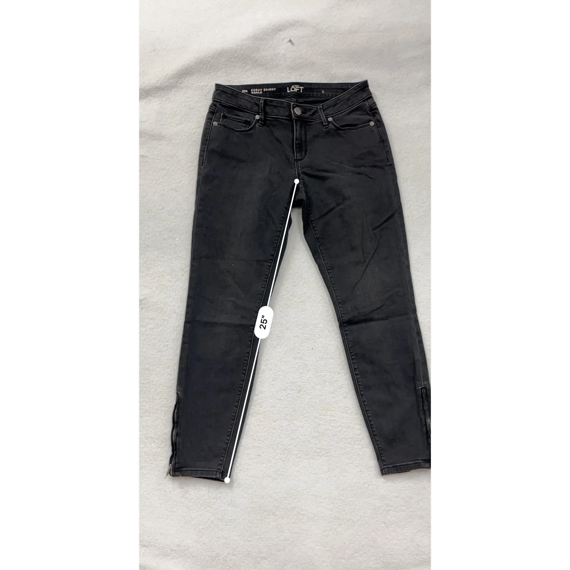 Ann Taylor Loft Curvy Skinny Ankle Jeans Womens 27/4 Black Denim NWT #6750
