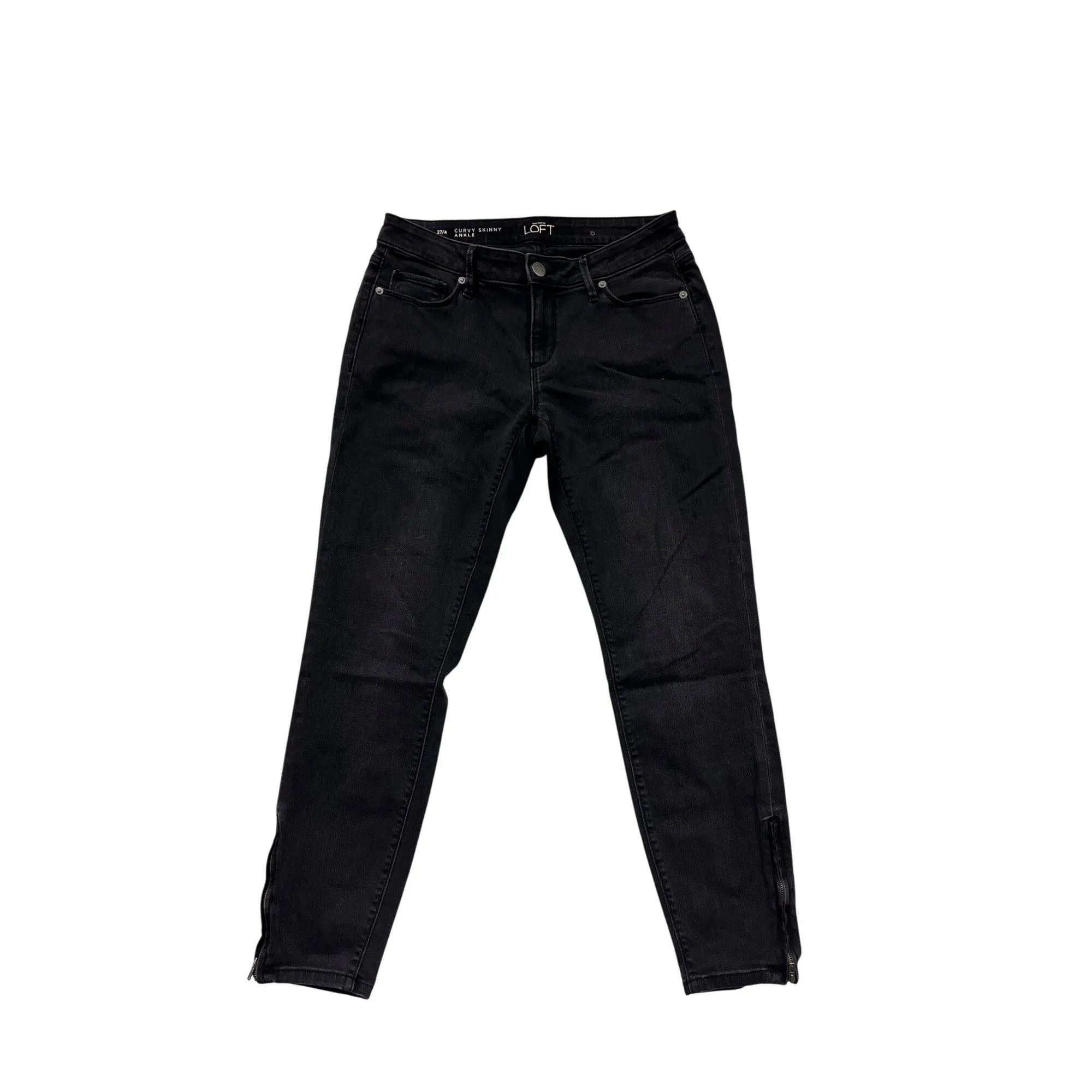 Ann Taylor Loft Curvy Skinny Ankle Jeans Womens 27/4 Black Denim NWT #6750