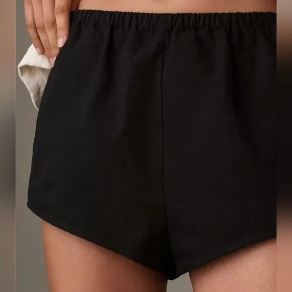 Anthropologie Linen Blend Micro Tap Shorts in Black NWT