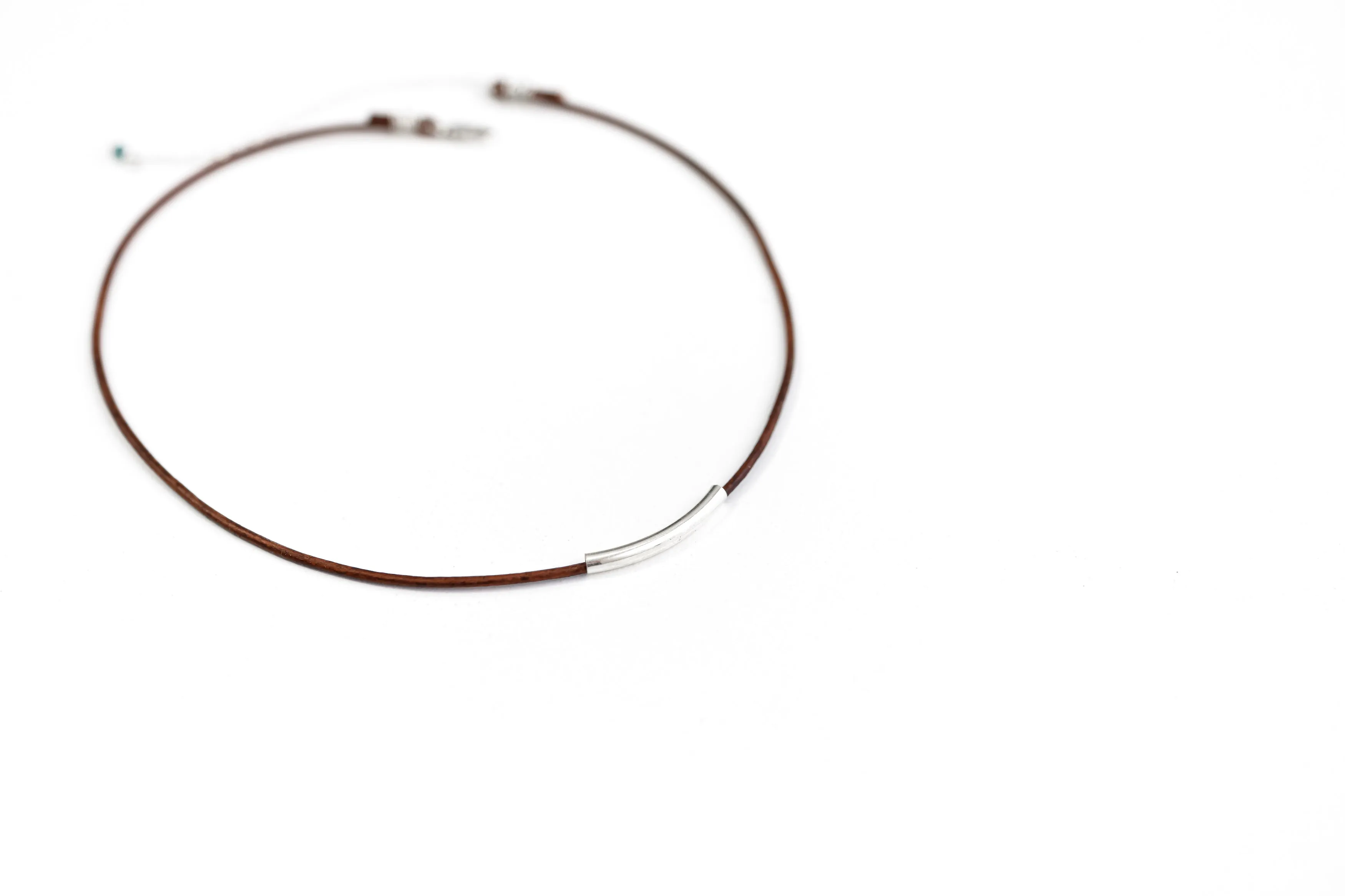 Apatite Gemstone Drop Silver and Leather TWO Necklace Set