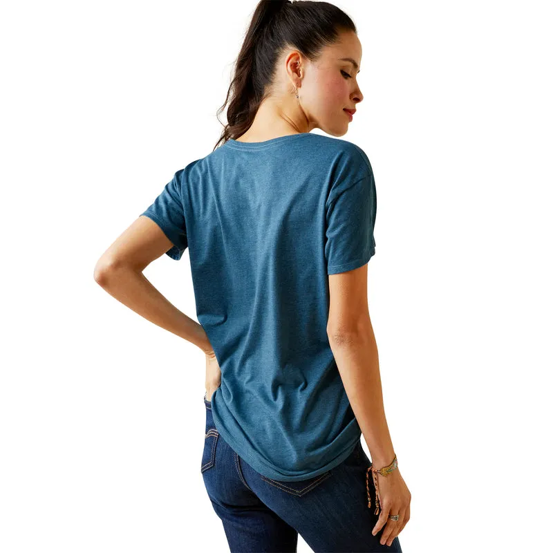 ARIAT Amarillo T-Shirt (Steel Blue Heather) Women's Clothing