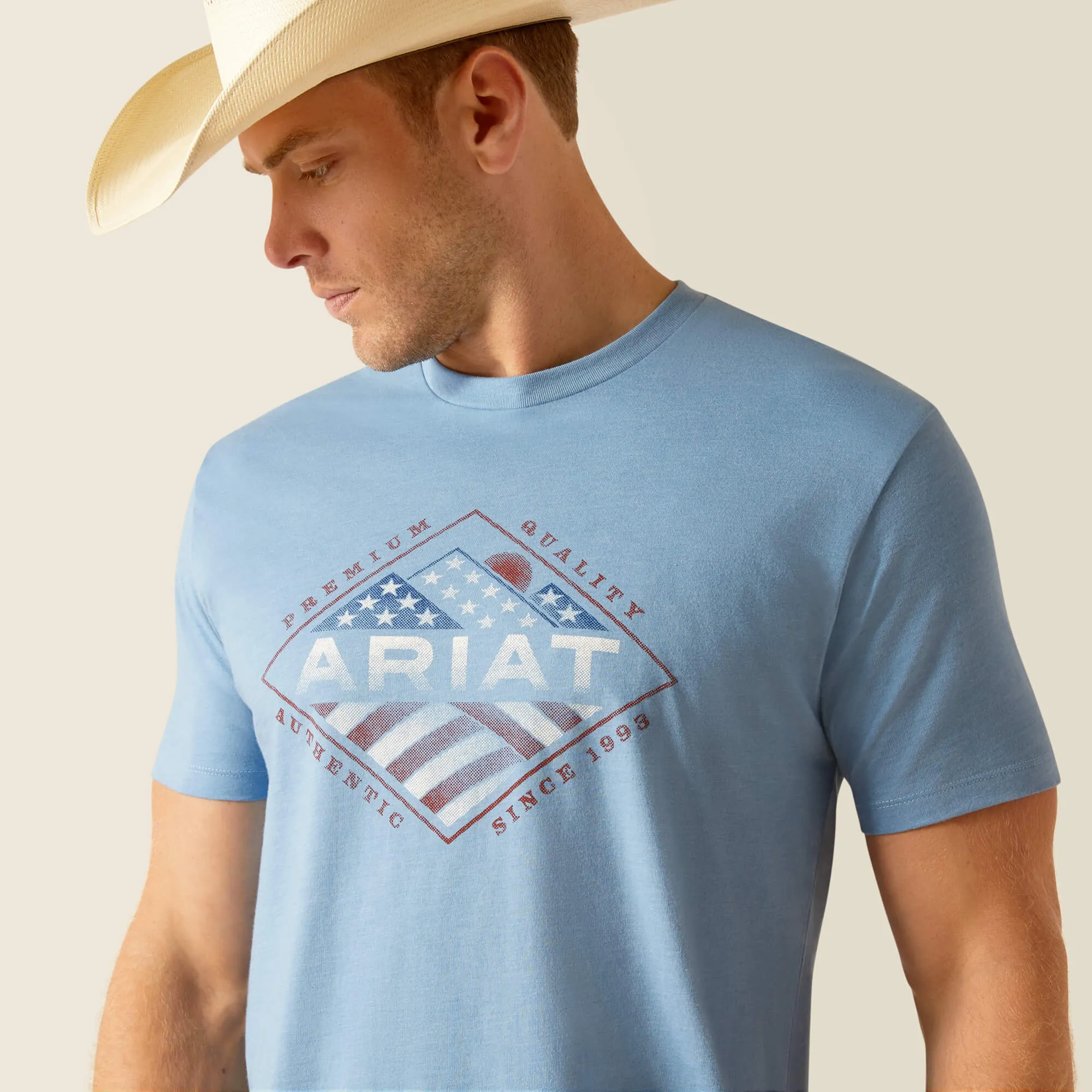 Ariat Light Heather Blue USA Range T-Shirt for Men