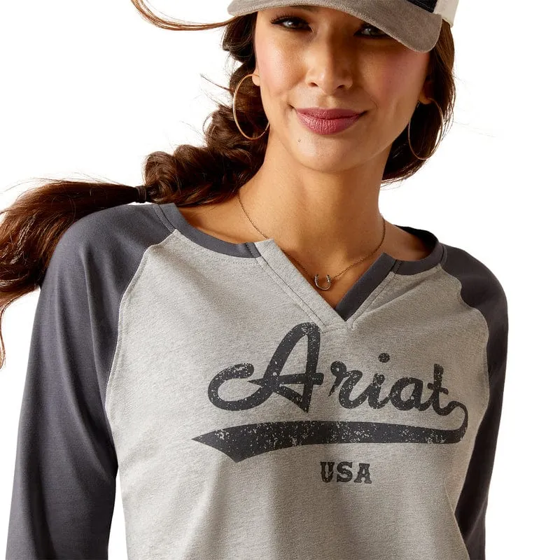 Ariat Tee Womens Split Neck Baseball