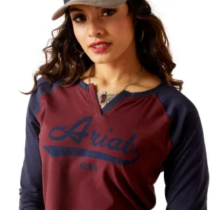 Ariat Tee Womens Split Neck Baseball