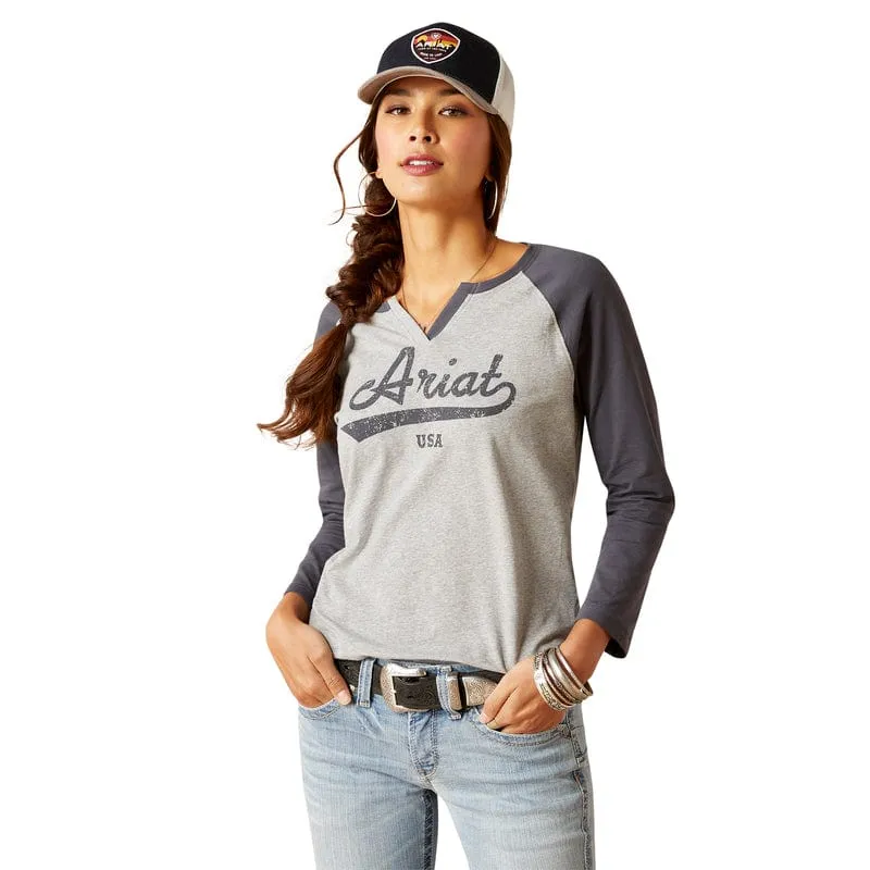 Ariat Tee Womens Split Neck Baseball