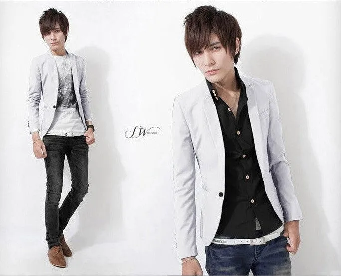 Arrival Single Button Leisure Blazers Men Male Fashion Slim Fit Casual Suit Red Navy Blue Blazer Dress Clothing M-3XL