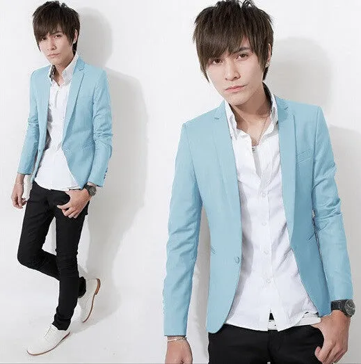 Arrival Single Button Leisure Blazers Men Male Fashion Slim Fit Casual Suit Red Navy Blue Blazer Dress Clothing M-3XL
