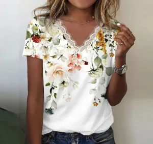 Ava V-Neck Shirt: Floral Magic
