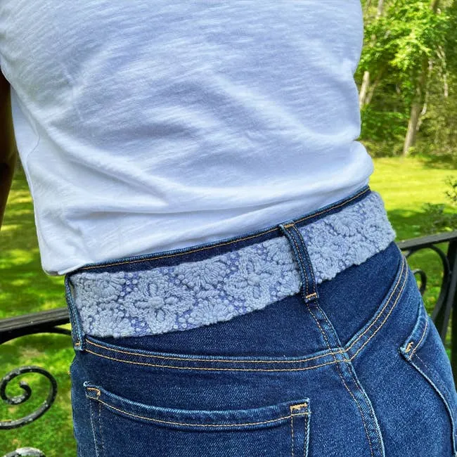 Azure Seas Embroidered Wool Belt