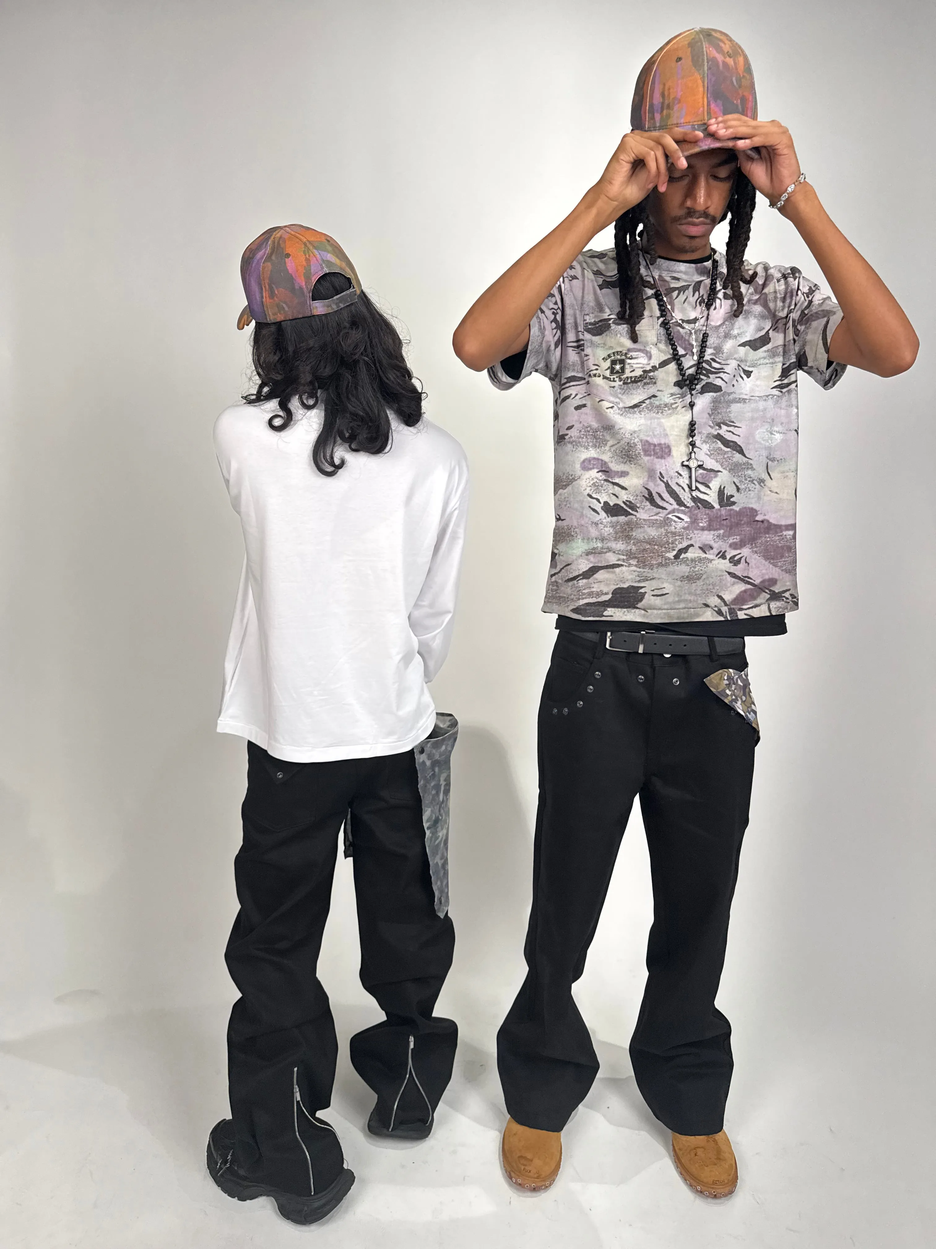 Back-zip Flag Jeans