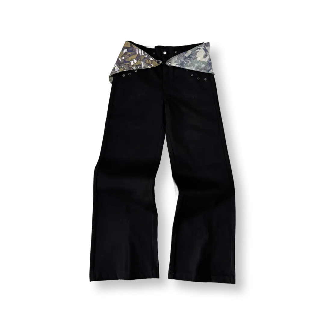 Back-zip Flag Jeans
