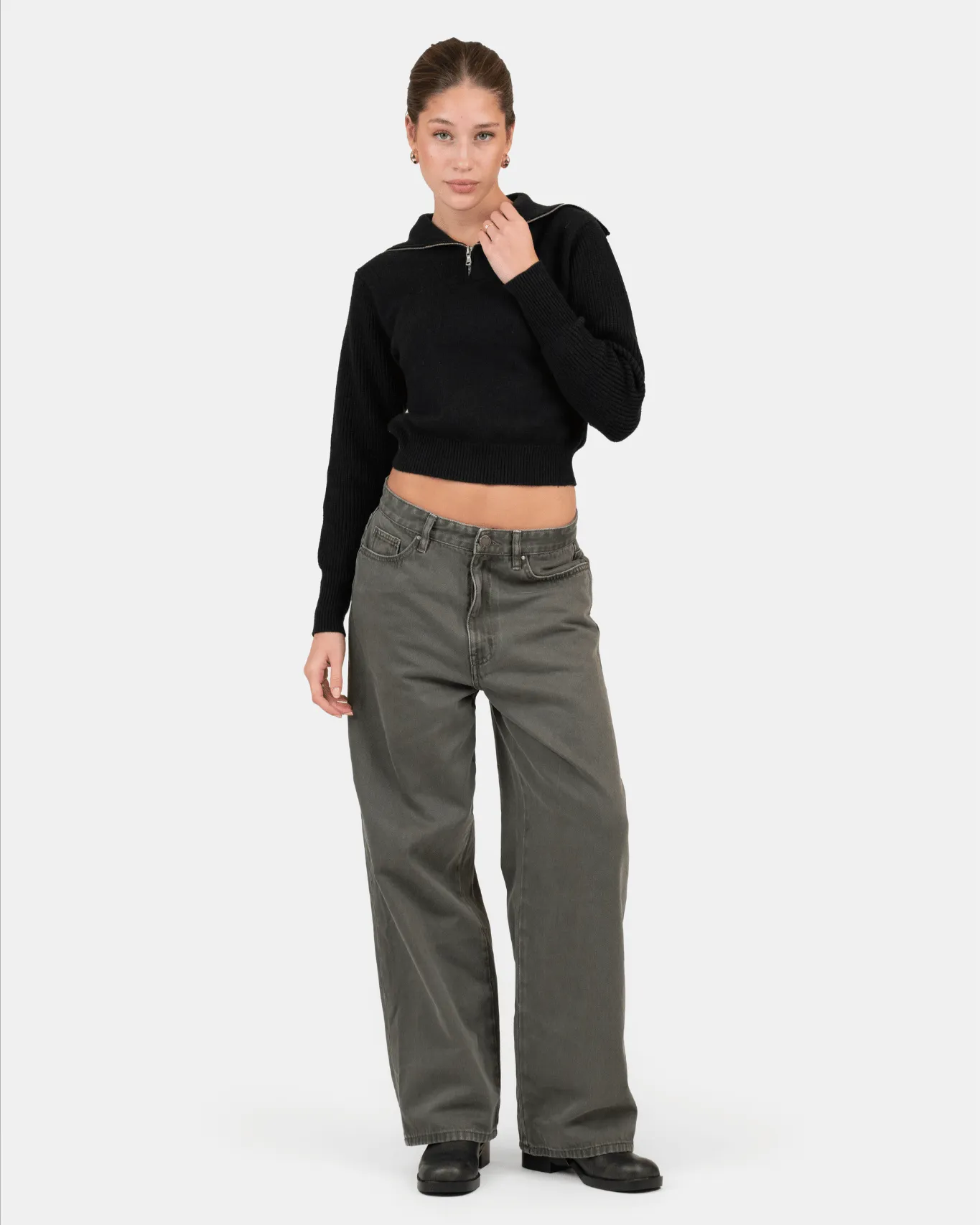 Baggy Denim Jeans Khaki Green