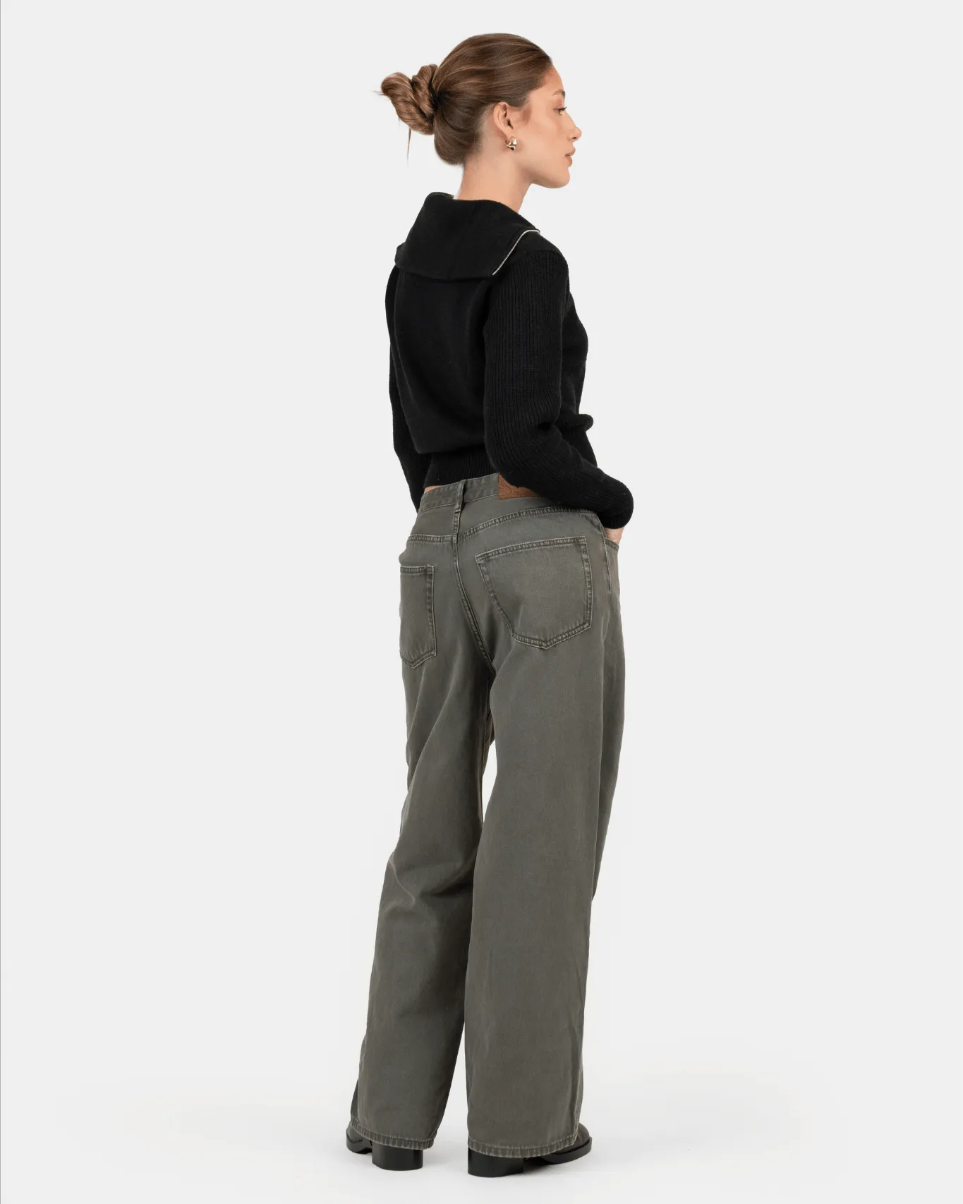 Baggy Denim Jeans Khaki Green